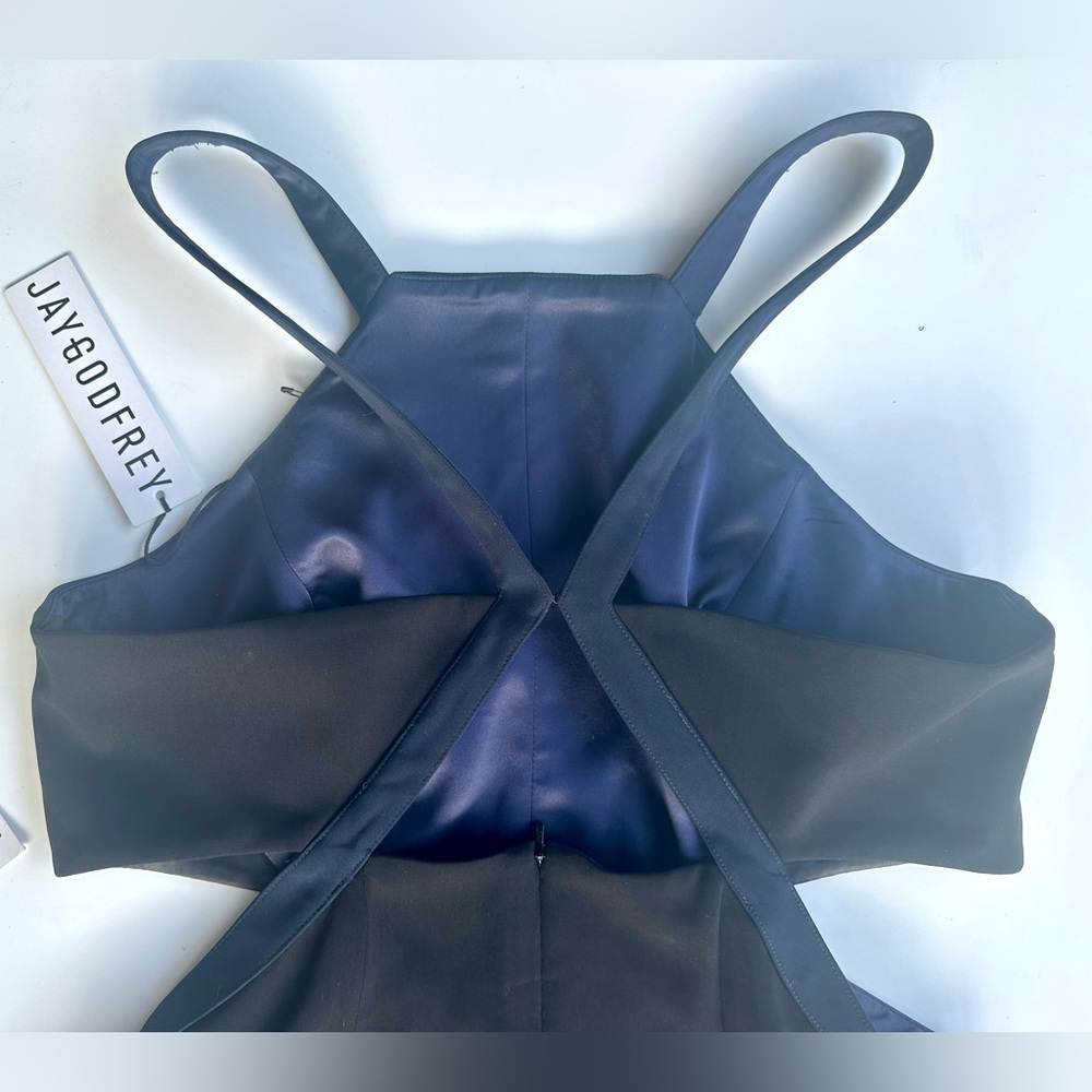 NWT JAYGODFREY Walker Side Cutout Square Neck Sheath Mini Backless Dress 10 - Picture 12 of 16